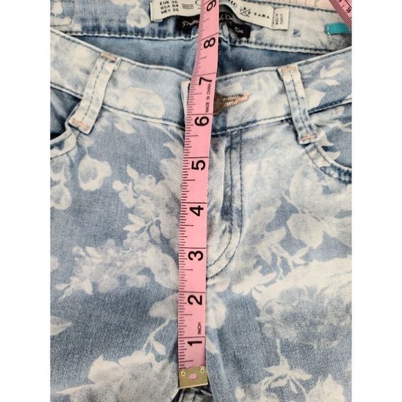 Zara Trafaluc Skinny Jeans Blue Floral Light Wash - Picture 5 of 10